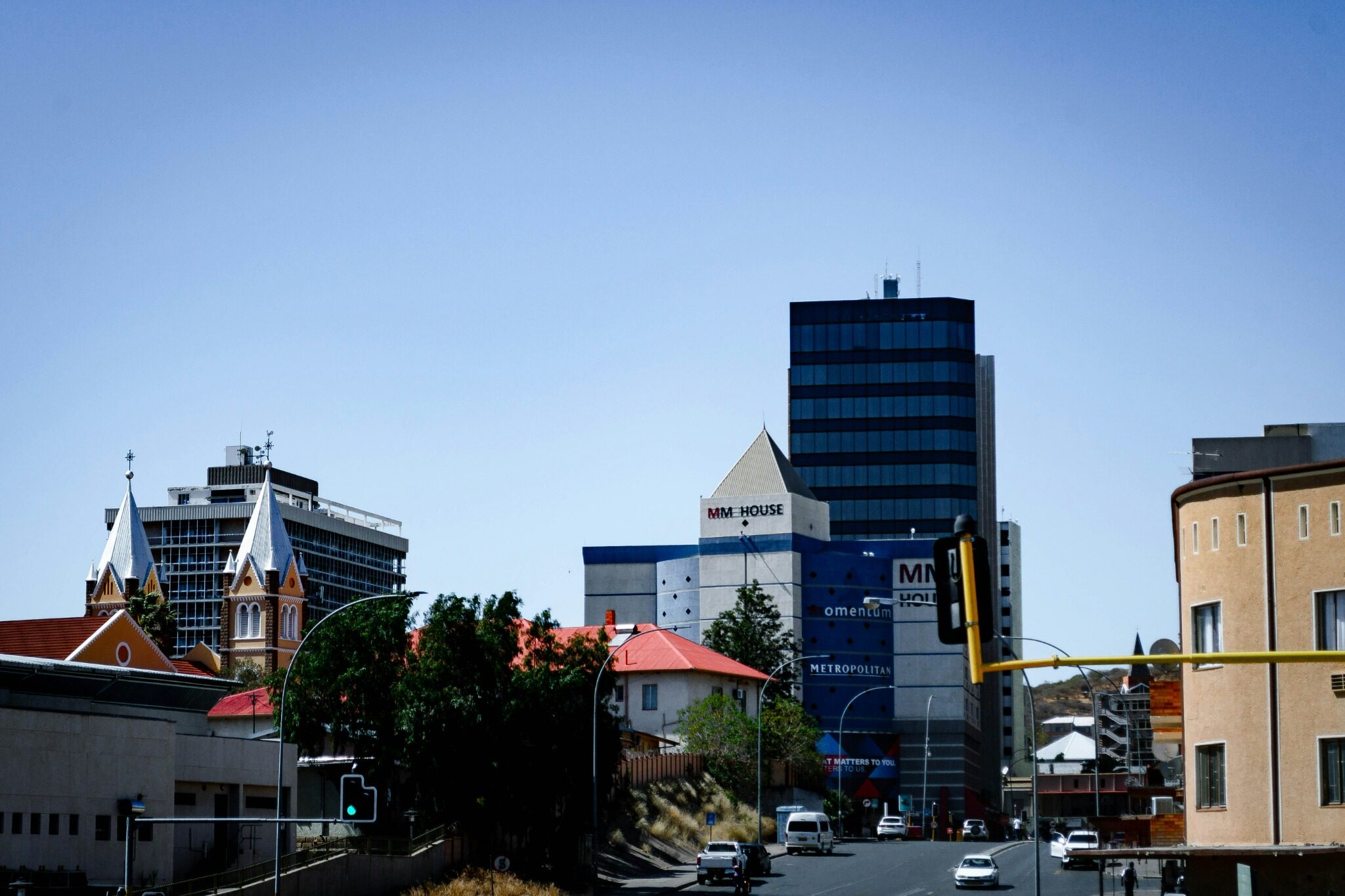 Windhoek city centre with historic and modern architecture